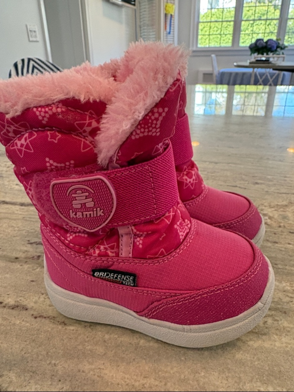 Kamik Girls' Bright Pink Winter Snow Boots with Faux Fur Cuff